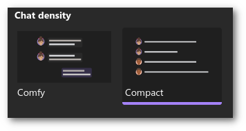 The chat density settings